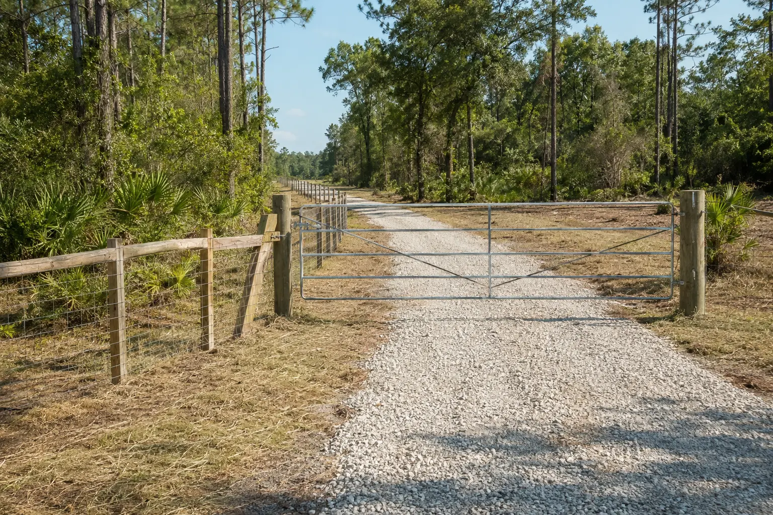 Commercial fence line, secure gate, and clear access lane