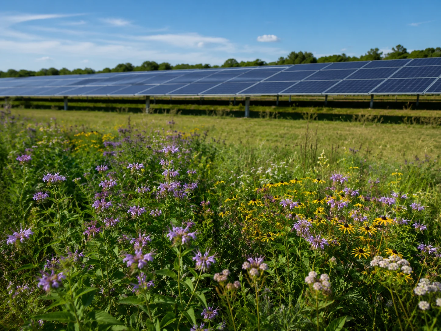 Pollinator habitat at a solar site
